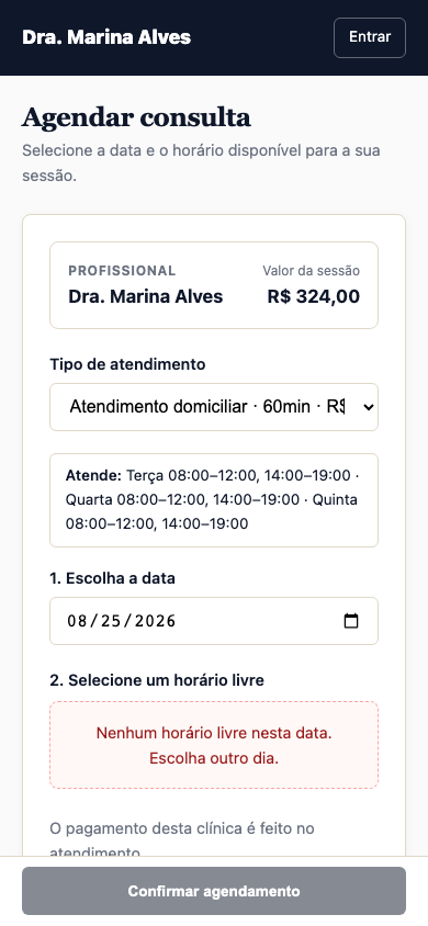 Agendamento mobile do paciente